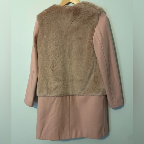 Zara Faux Fur Peacoat XS Light Pink - Picture 9 of 12